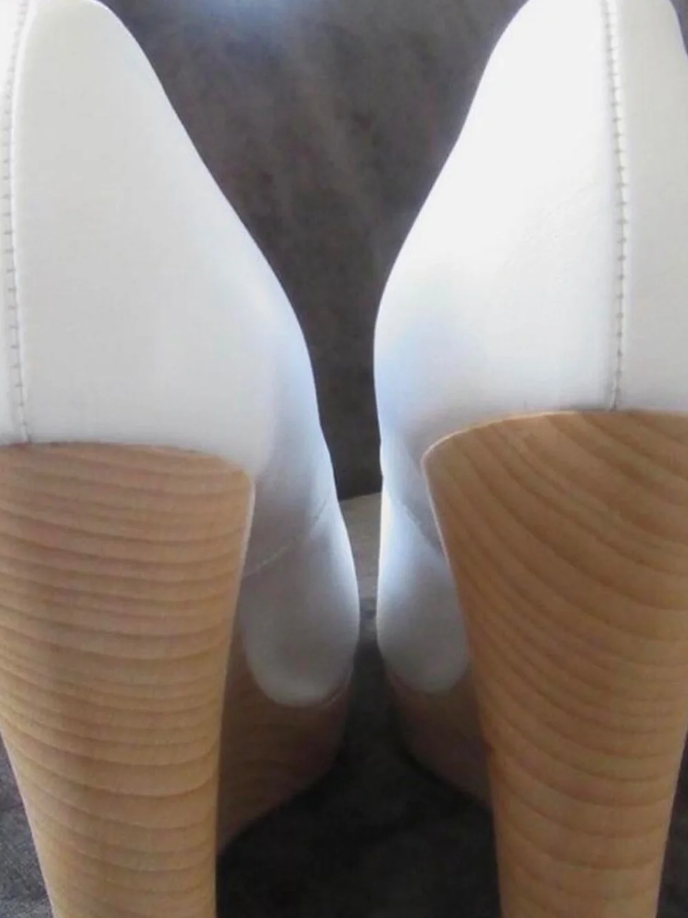 YSL Yves Saint Laurent White Leather Wedge Platform Pumps
